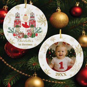 Décoration En Céramique Casse-Noisette Ballet Rouge 1er Noël Bébé Photo