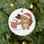 Décoration En Céramique Castor Avec Snowman En Hiver À Noël Céramique<br><div class="desc">Beaver with a snowman in winter for christmas - a snowman for winter and christmas. A winter greeting in the cold season for the holidays. Christmas beaver with snowman.</div>