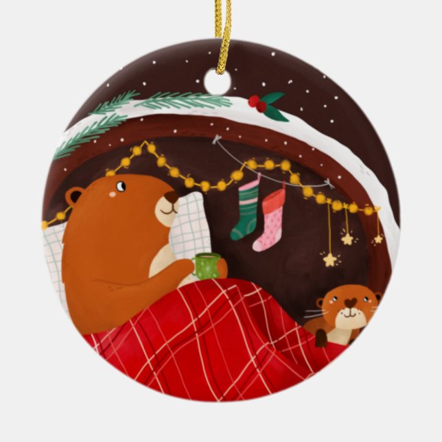 Décoration En Céramique Castors de refroidissement (Devant)