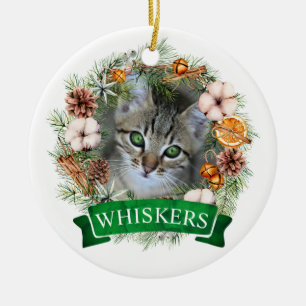 Décoration En Céramique Cat Christmas Wreath Orament