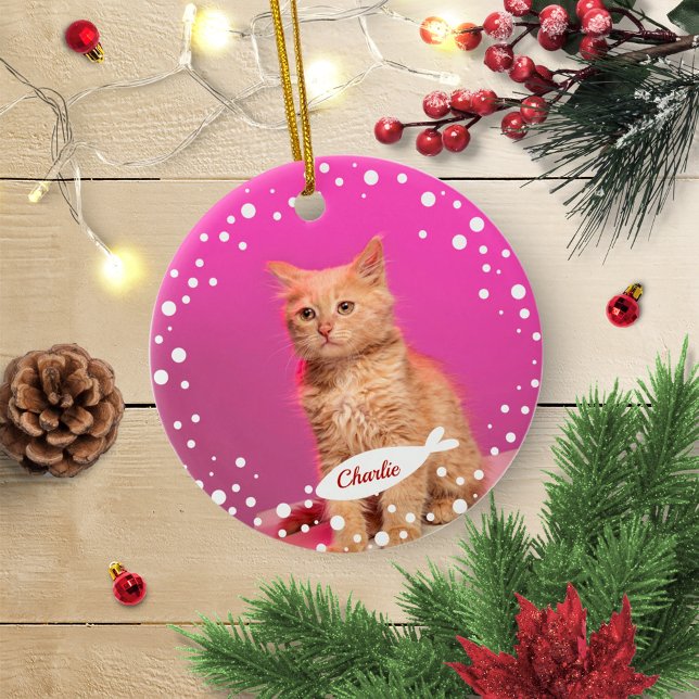 Décoration En Céramique Cat Pet Keepsaké Noël Photo simple (Créateur téléchargé)
