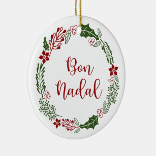 Décoration En Céramique Catalan Merry Christmas Wreath, Bon Nadal