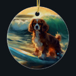 Décoration En Céramique Cavalier King Beach Surf Peinture<br><div class="desc">Plongez dans le monde ludique de l'aventure canine avec cette peinture captivante. Un chien en ébullition se rend aux vagues, chevauchant habilement le surf sur une plage baisée par le soleil. L'oeuvre d'art vibrante capte magnifiquement l'essence de l'excitation au bord de la plage tandis que le chien court sans crainte...</div>