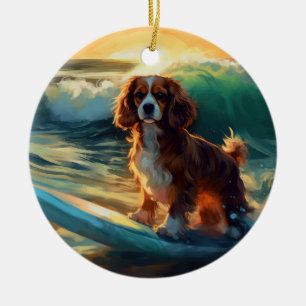 Décoration En Céramique Cavalier King Beach Surf Peinture