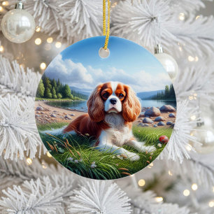 Décoration En Céramique Cavalier King Charles Spaniel Charmeux Objet de Co