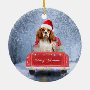 Décoration En Céramique Cavalier King Charles Spaniel Chien Noël de neige 