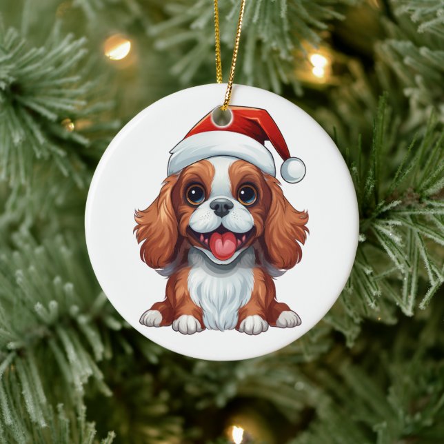 Décoration En Céramique Cavalier King Charles Spaniel de Noël Personnalisé (Arbre)