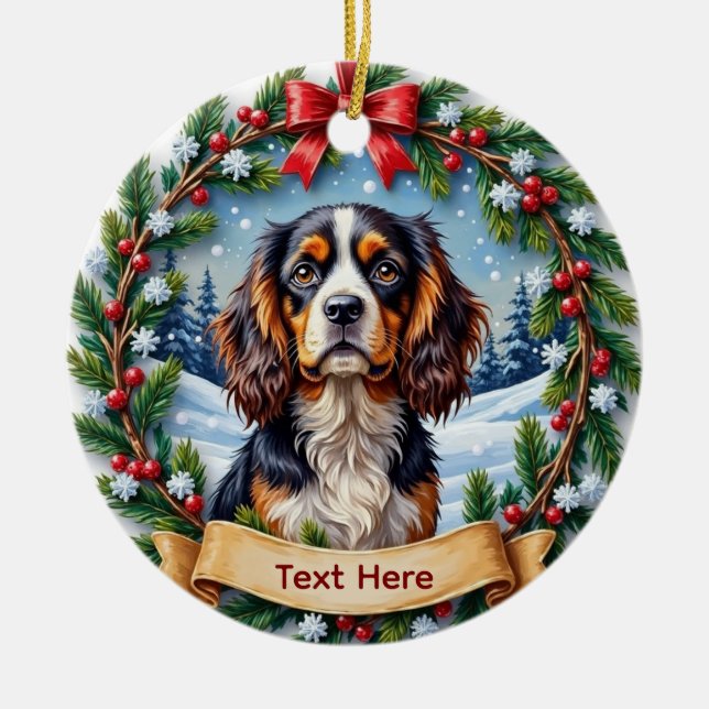 Décoration En Céramique Cavalier King Charles Spaniel Noël (Devant)