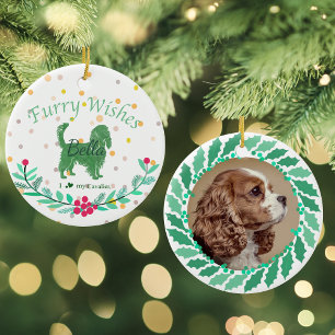 Décoration En Céramique Cavalier King Charles Spaniel vert pastel personn