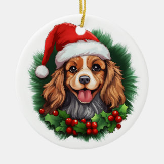Décoration En Céramique Cavalier King Charles Spaniel Wreath