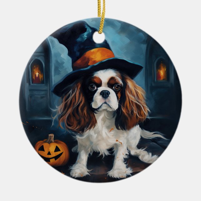 Décoration En Céramique Cavalier King Citrouilles Halloween effrayant (Devant)