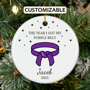 Décoration En Céramique Ceinture Personalisée Karate Purple, Taekwondo