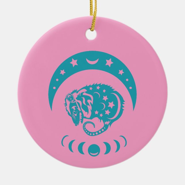 Décoration En Céramique Céleste Crécent Lune Possum Nature Whimsical (Devant)