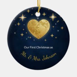 Décoration En Céramique Celestial Vows Personalized Wedding Ornament