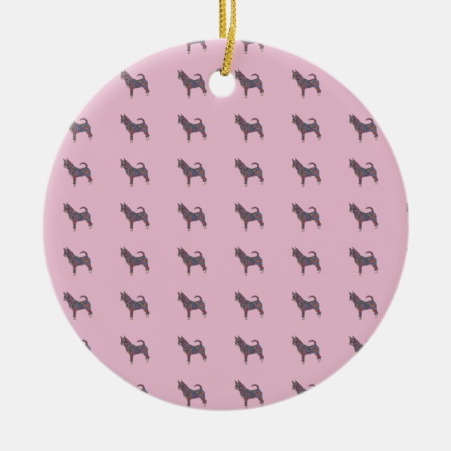 Décoration En Céramique Ceramic Circle Ornament with chihuahua pattern (Devant)