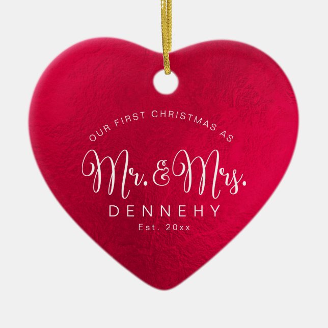 Décoration En Céramique Céramique Coeur premier Noël, Iridescente Rouge (Devant)