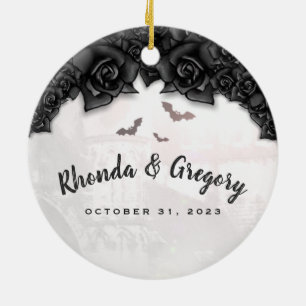 Décoration En Céramique Cercle noir gothique de mariage de Halloween de