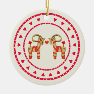 Décoration En Céramique Cercle suédois de coeur de Julbok de chèvre de