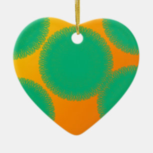 Décoration En Céramique cercle vert dans orange jaunâtre