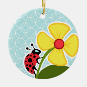 Décoration En Céramique Cercles de bleus layette ; Coccinelle