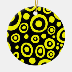 Décoration En Céramique Cercles et points 01 - Jaune