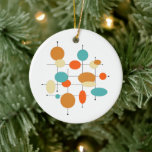 Décoration En Céramique Cercles Turquoise Orange mi-siècle Noël<br><div class="desc">Ce fabuleux ornement en céramique moderne du milieu du siècle présente des cercles,  des ovales et des lignes - aux couleurs du bleu turquoise,  de l'orange,  de la crème et du noir. Ajoutez cette touche de plaisir à votre arbre de Noël rétro!</div>