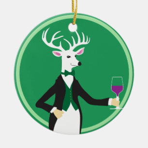 Décoration En Céramique Cerf avec toast au Champagne