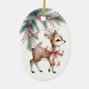 Décoration En Céramique Cerf Bois Vintage Noël Personnalisé