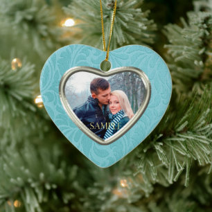 Décoration En Céramique Cerulean Blue Brocade Keepsake Template