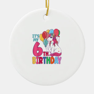 Décoration En Céramique C'est mon 6ème anniversaire Licorne Garçons Filles