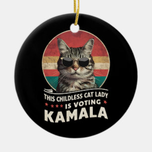 Décoration En Céramique Cette dame de chats sans enfants vote Kamala