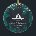 Décoration En Céramique Chalkboard Lobirds Notre Premier Noël Ensemble<br><div class="desc">Chalkboard Lovebirds Notre Premier Noël Ensemble Ornement En Céramique. Personnalisez avec vos informations personnalisées à l'avant et à l'arrière.</div>