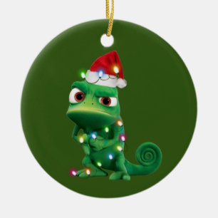 Décoration En Céramique Chameleon Avec Casquette Scaft Noël