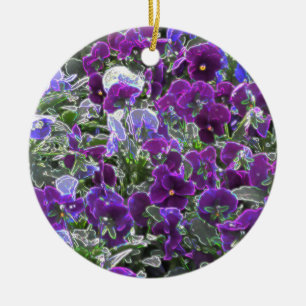 Décoration En Céramique Champ De Fleurs Violettes 8420 Pansies