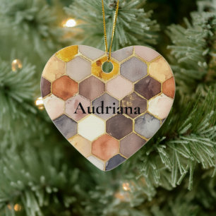 Décoration En Céramique Champagne Blush au peigne de miel de Glam Abstrait