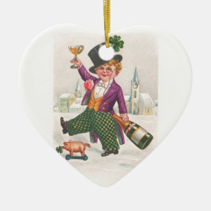 Décoration En Céramique Champagne vintage Shamrock Jour de la Saint Patric