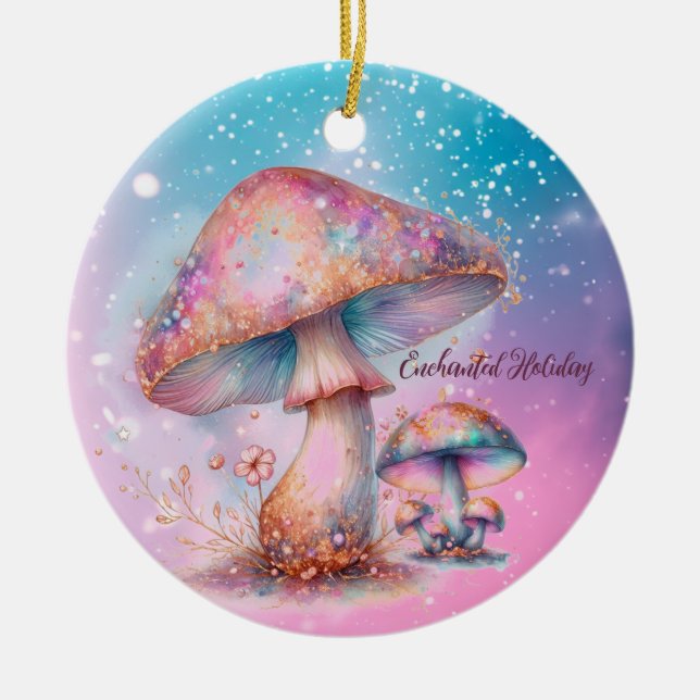 Décoration En Céramique Champignons iridescents de conte de fée enchanté (Devant)