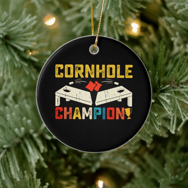 Décoration En Céramique Champion Cornhole Amérique 4 juillet (Arbre)