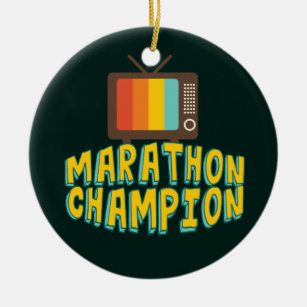 Décoration En Céramique Champion du marathon de la télévision amusante