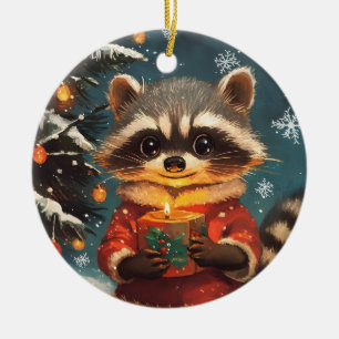 Décoration En Céramique Chansons de Noël Raccoon