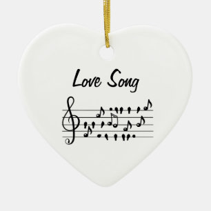 Décoration En Céramique Chant d'amour, oiseaux assis entre les notes music