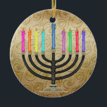 Décoration En Céramique Chanukah Menorah<br><div class="desc">Have fun with these. Think themes! Play with background colors, add or delete text, and (for a bit of an extra fee) customize the back with images, color, your logo / business info., etc.! These are also great for gifts or to use as the finishing touch of class on your...</div>