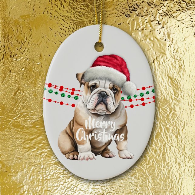 Décoration En Céramique Chapeau de Père Noël Bulldog Perles de Fêtes (Créateur téléchargé)