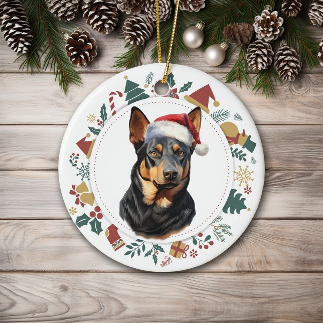 Décoration En Céramique Chapeau de Père Noël Chien Kelpie Australien Couro (Créateur téléchargé)