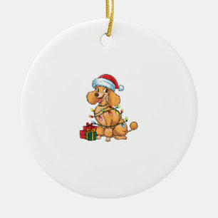 Décoration En Céramique Chapeau de Père Noël éclairé pour Poodle de Noël _