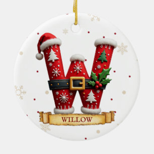 Décoration En Céramique Chapeau de Père Noël Rouge Lettre de Noël W Nom