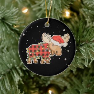 Décoration En Céramique Chapeau de Santa en plaid de bison sapin de Noël l