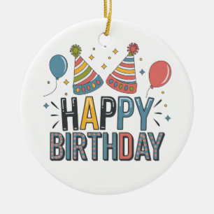 Décoration En Céramique Chapeaux de fête d'anniversaire joyeux