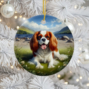 Décoration En Céramique Charmant Cavalier King Charles Spaniel Souvenir