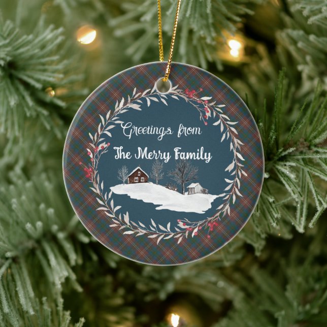 Décoration En Céramique Chasse Chisholm Ancien Tartan écossais (Arbre)